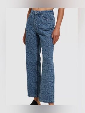The Ragged Priest Paisley Print Blue Denim Jeans